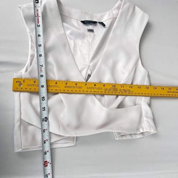 Marciano Crepe White Sleeveless Faux Wrap V-Neck Crop Top Zip Back Womens XS - Picture 9 of 9